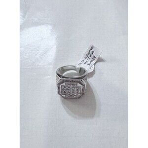 Men's Brand New Size 9 icy 14k white Gold filled Brass Ring W/ AAA CZ stones.